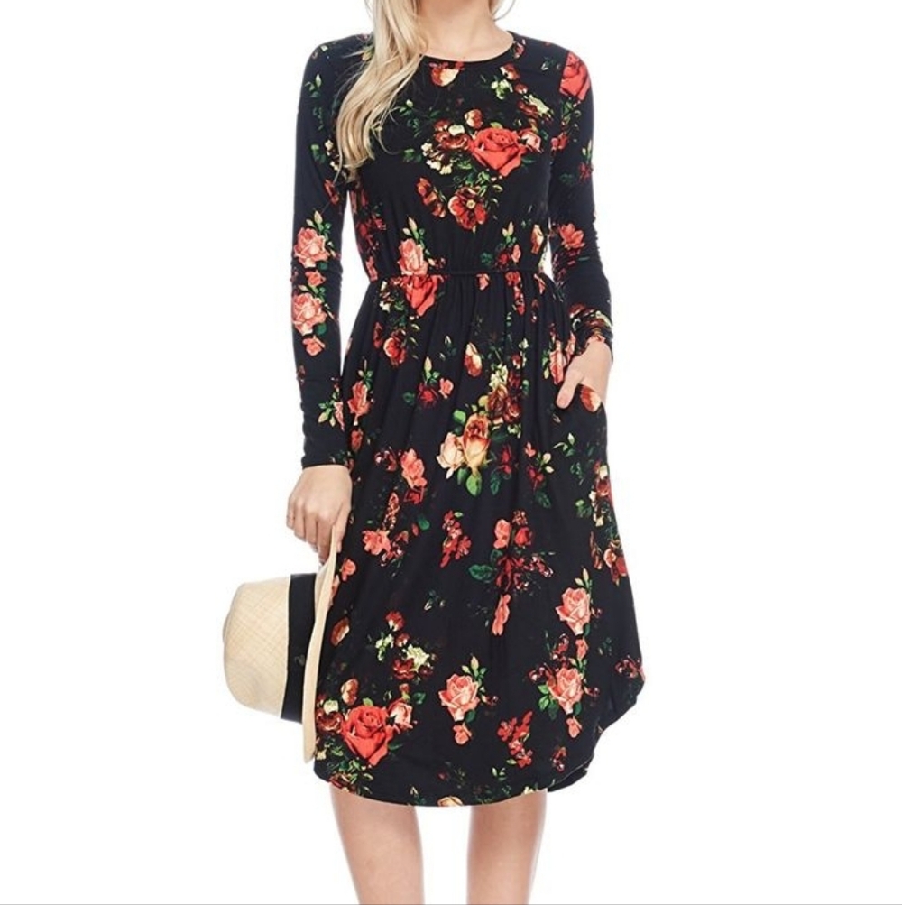 Floral Black Dress